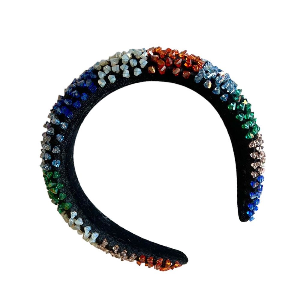 Colorful Crystal Wide Hairband Statement Party Wedding Bridal Headpiece Headwear